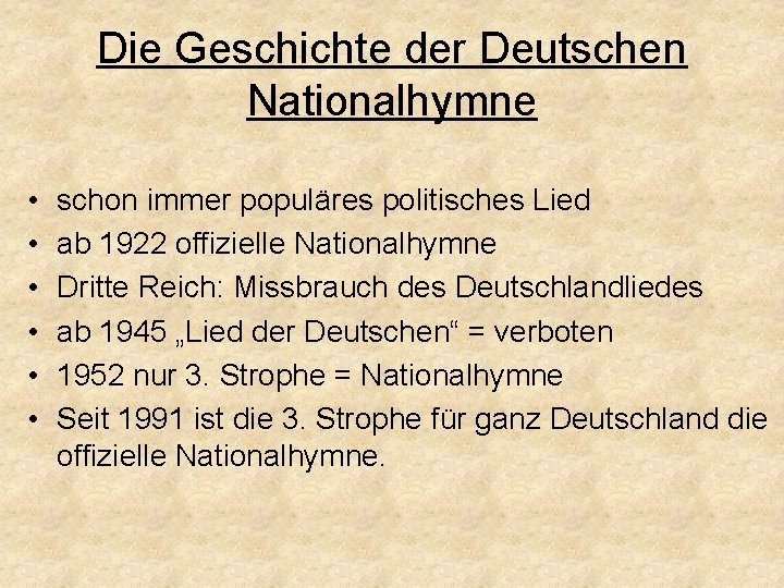 Die Geschichte der Deutschen Nationalhymne • • • schon immer populäres politisches Lied ab