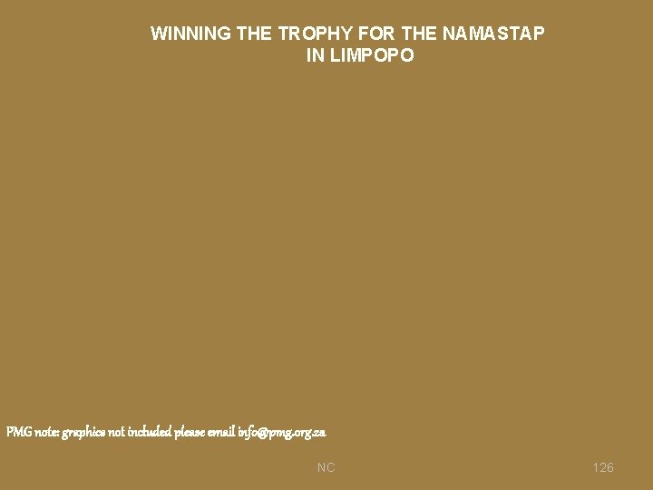 WINNING THE TROPHY FOR THE NAMASTAP IN LIMPOPO PMG note: graphics not included please