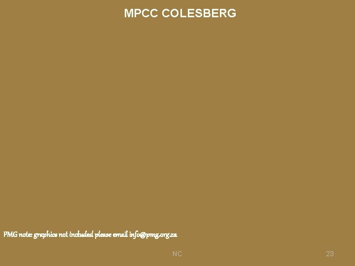 MPCC COLESBERG PMG note: graphics not included please email info@pmg. org. za NC 23