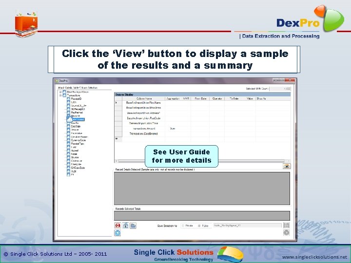 You Click can the also ‘View’ aggregate buttonfunctionality and to display filter the a