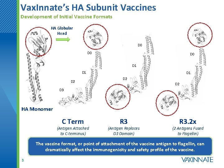 Vax. Innate’s HA Subunit Vaccines Development of Initial Vaccine Formats HA Globular Head D