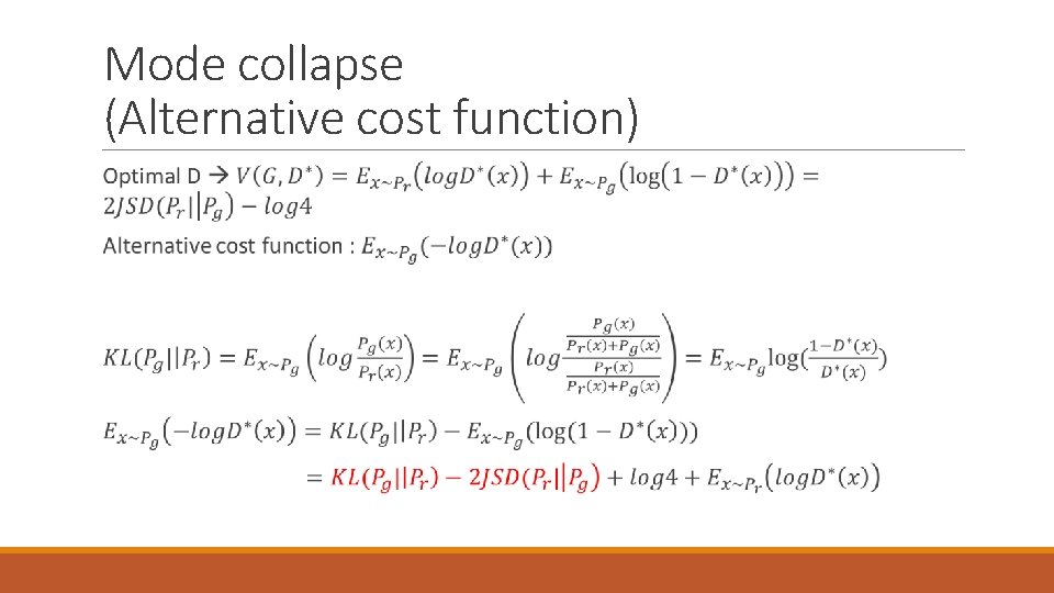 Mode collapse (Alternative cost function) 