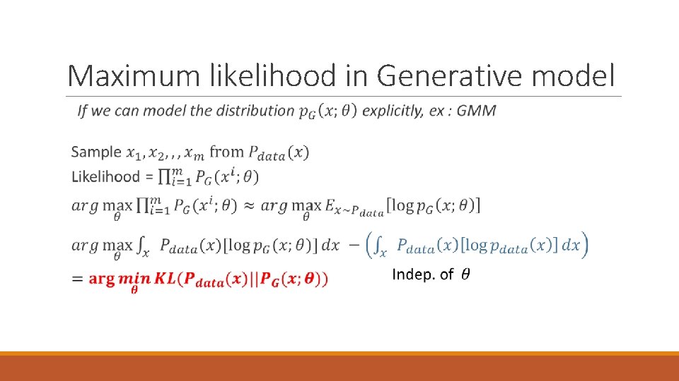 Maximum likelihood in Generative model 