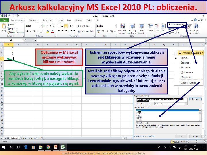 Arkusz kalkulacyjny MS Excel 2010 PL: obliczenia. Obliczenia w MS Excel możemy wykonywać kilkoma