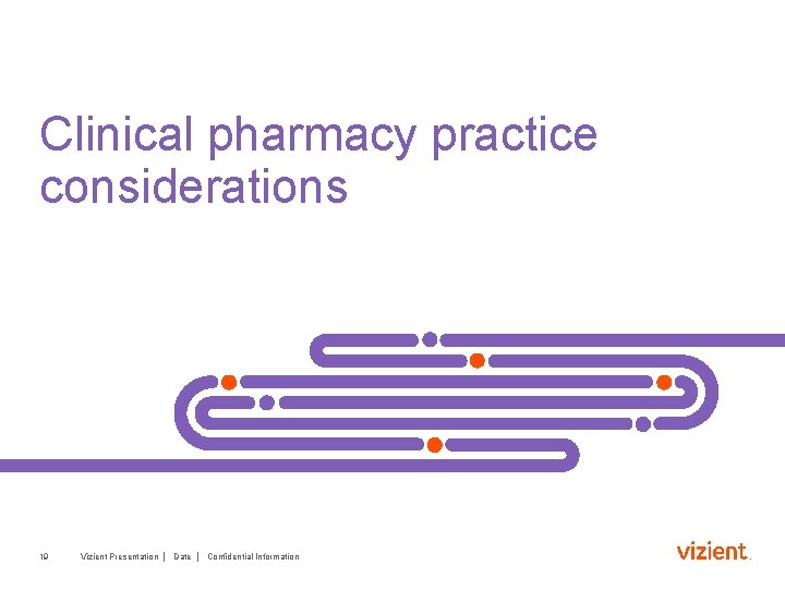 Clinical pharmacy practice considerations 19 Vizient Presentation │ Date │ Confidential Information 