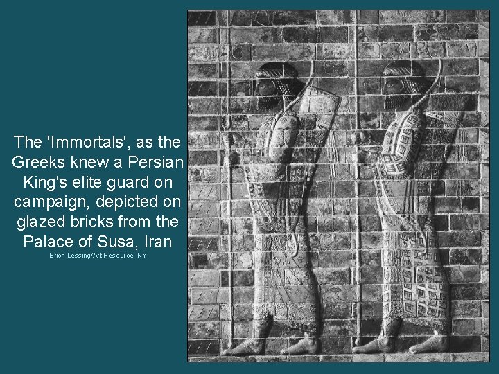 The 'Immortals', as the Greeks knew a Persian King's elite guard on campaign, depicted