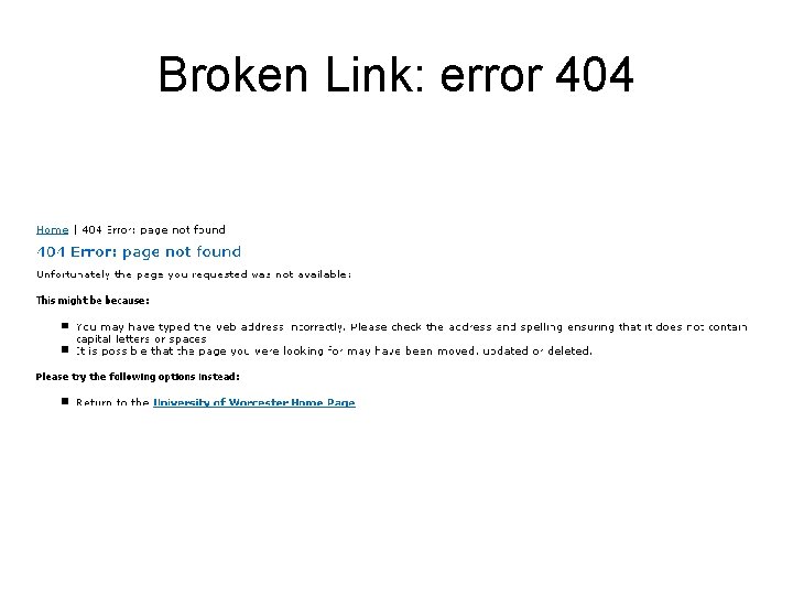 Broken Link: error 404 