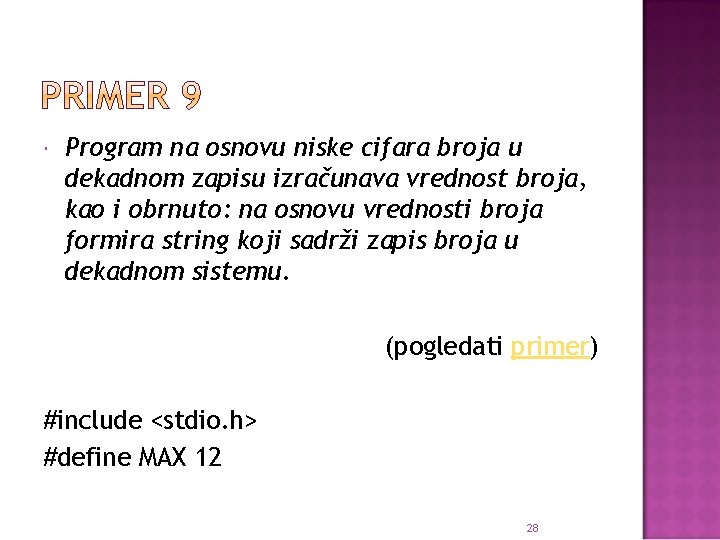 Program na osnovu niske cifara broja u dekadnom zapisu izračunava vrednost broja, kao