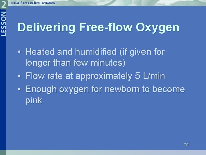 Delivering Free-flow Oxygen • Heated and humidified (if given for longer than few minutes)
