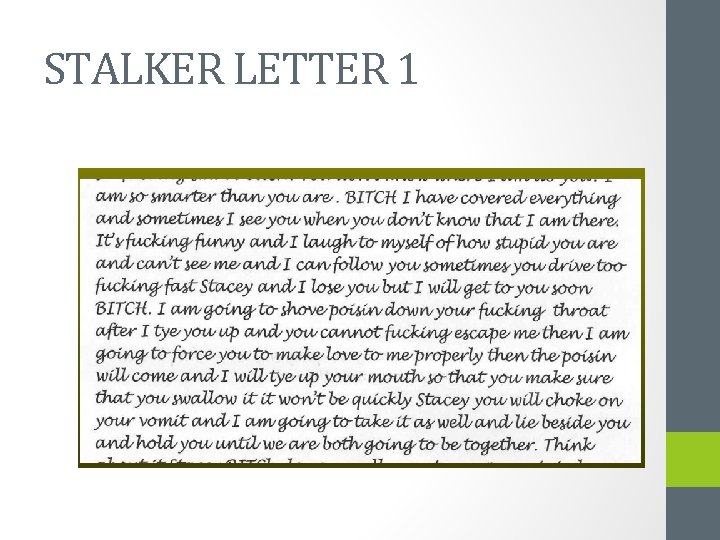 STALKER LETTER 1 