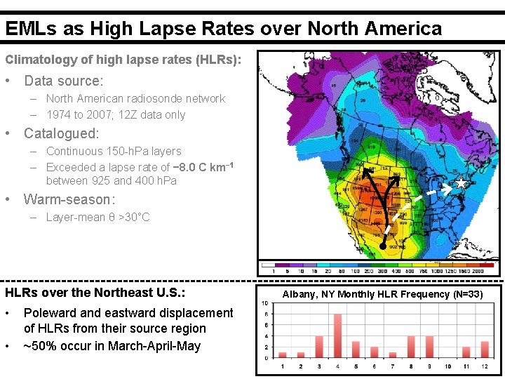 EMLs as High Lapse Rates over North America Climatology of high lapse rates (HLRs):