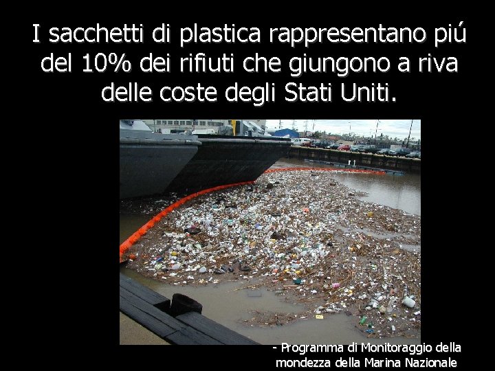 I sacchetti di plastica rappresentano piú del 10% dei rifiuti che giungono a riva