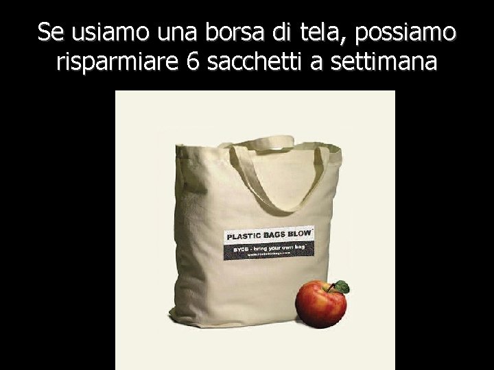 Se usiamo una borsa di tela, possiamo risparmiare 6 sacchetti a settimana 