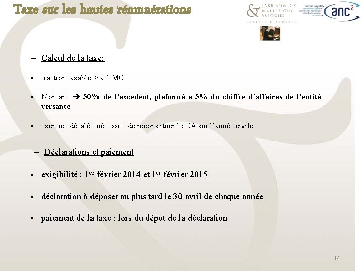 Taxe sur les hautes rémunérations ─ Calcul de la taxe: § fraction taxable >