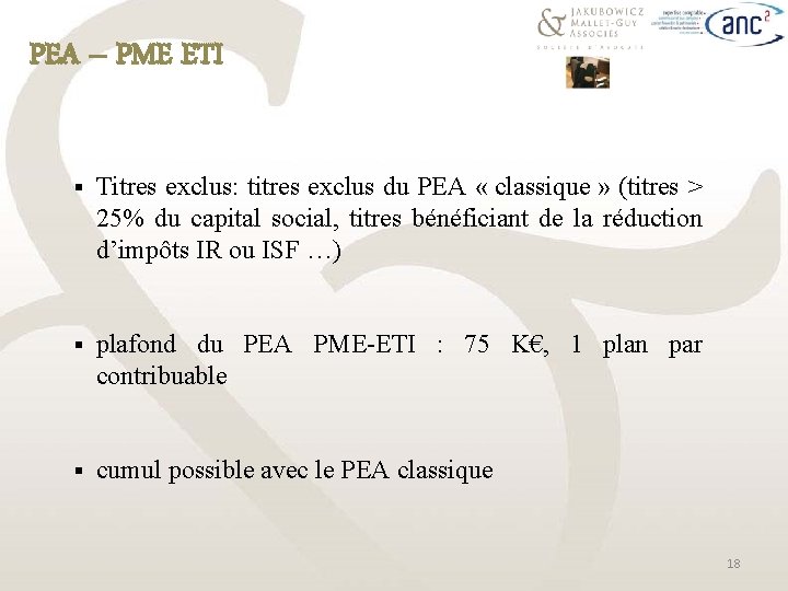 PEA – PME ETI § Titres exclus: titres exclus du PEA « classique »