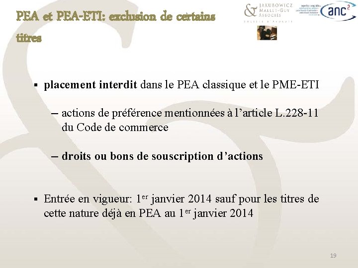 PEA et PEA-ETI: exclusion de certains titres § § placement interdit dans le PEA