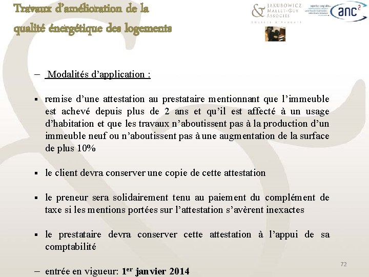 Travaux d’amélioration de la qualité énergétique des logements ─ Modalités d’application : § remise