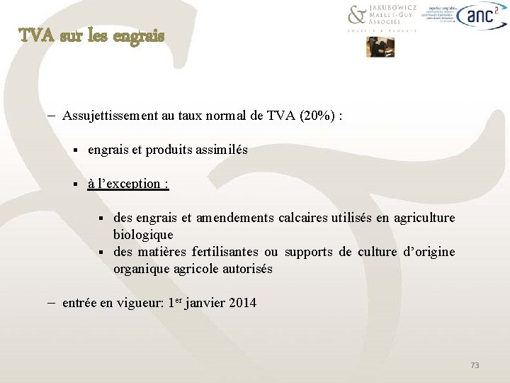 TVA sur les engrais ─ Assujettissement au taux normal de TVA (20%) : §