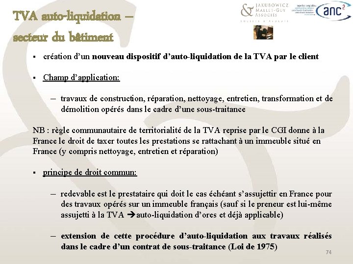 TVA auto-liquidation – secteur du bâtiment § création d’un nouveau dispositif d’auto-liquidation de la