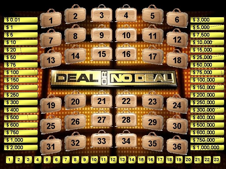 1 $ 0. 01 $1 $5 $ 10 7 $ 20 $ 50 $