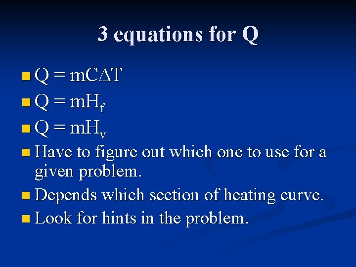 3 equations for Q n Q = m. C T n Q = m.