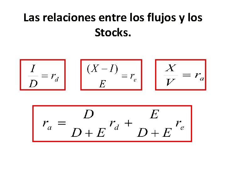 Las relaciones entre los flujos y los Stocks. 