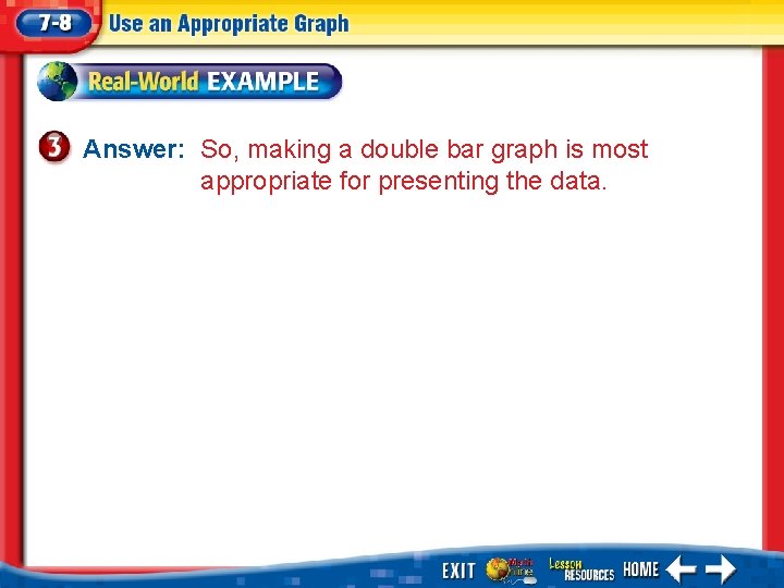 Answer: So, making a double bar graph is most appropriate for presenting the data.