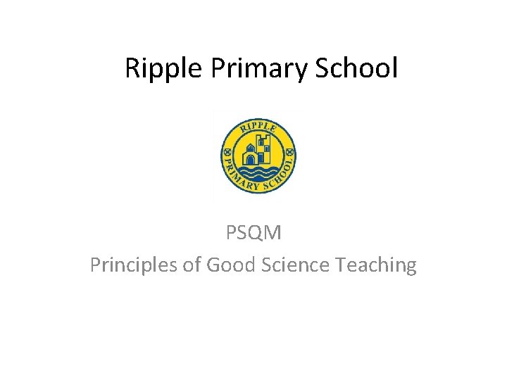 Ripple Primary School PSQM Principles of Good Science Teaching 