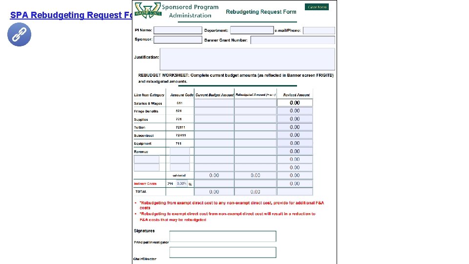 SPA Rebudgeting Request Form 