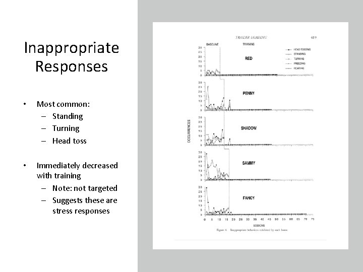 Inappropriate Responses • Most common: – Standing – Turning – Head toss • Immediately