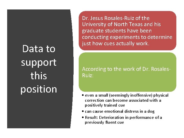Data to support this position Dr. Jesus Rosales-Ruiz of the University of North Texas