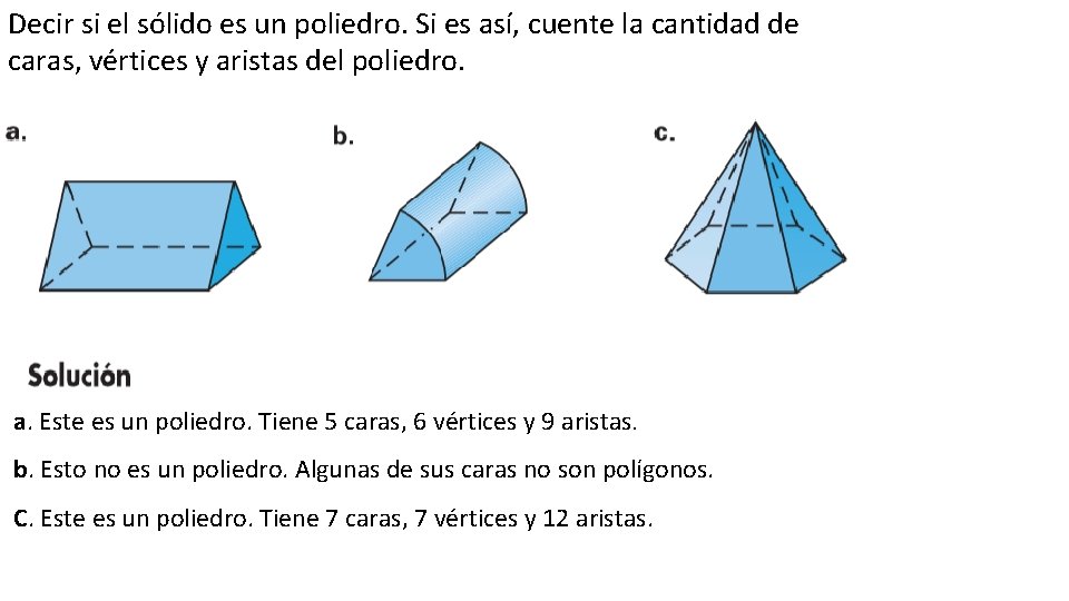 Decir si el sólido es un poliedro. Si es así, cuente la cantidad de