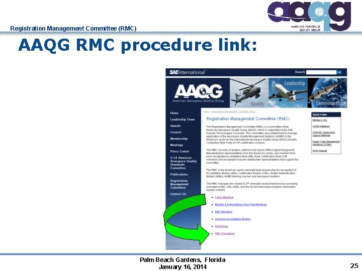 Registration Management Committee (RMC) AAQG RMC procedure link: Palm Beach Gardens, Florida January 16,