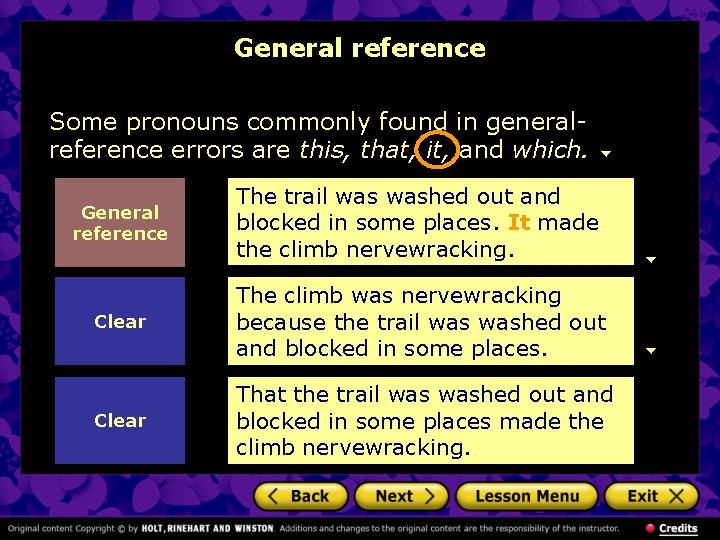 General reference Some pronouns commonly found in generalreference errors are this, that, it, and
