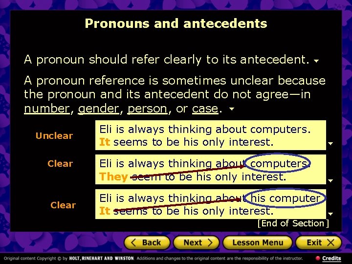 Pronouns and antecedents A pronoun should refer clearly to its antecedent. A pronoun reference