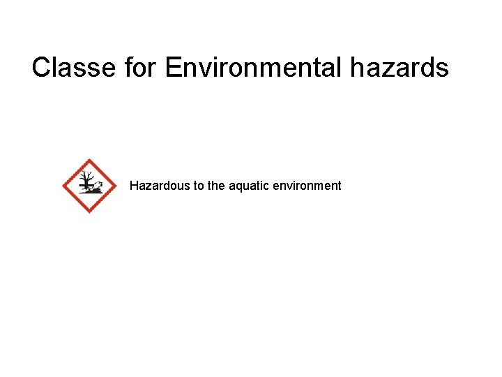 Classe for Environmental hazards Hazardous to the aquatic environment 