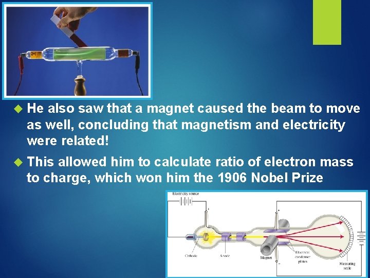  He also saw that a magnet caused the beam to move as well,