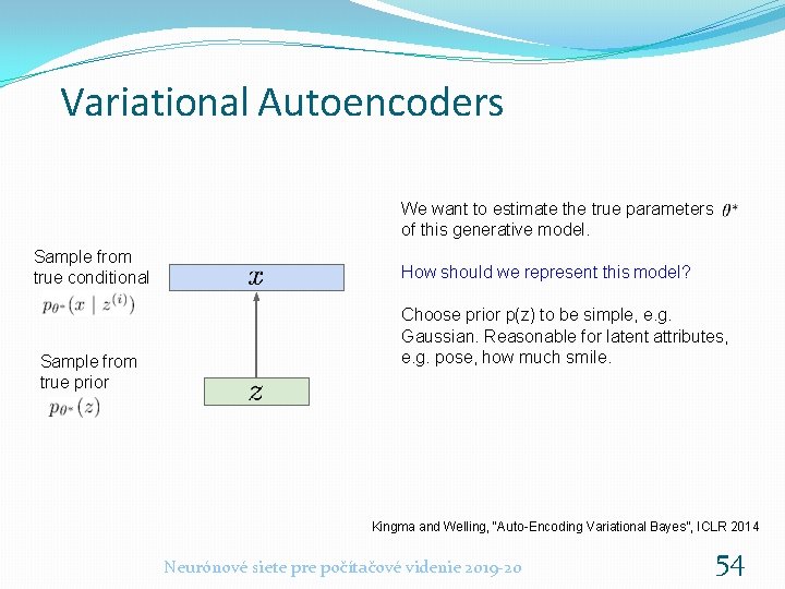 Variational Autoencoders We want to estimate the true parameters of this generative model. Sample