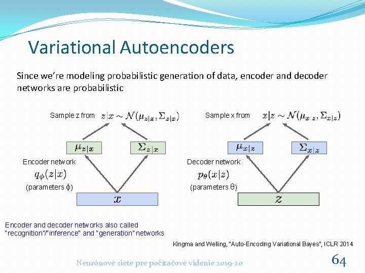 Variational Autoencoders Since we’re modeling probabilistic generation of data, encoder and decoder networks are