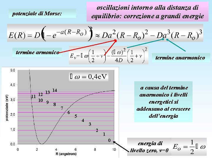 oscillazioni intorno alla distanza di equilibrio: correzione a grandi energie potenziale di Morse: termine