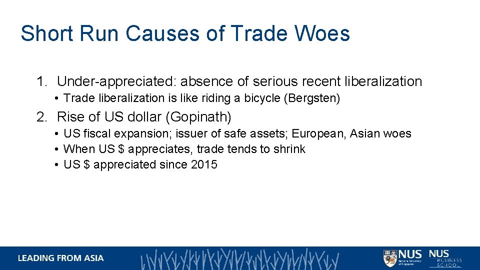 Short Run Causes of Trade Woes 1. Under-appreciated: absence of serious recent liberalization • Short Run Causes of Trade Woes 1. Under-appreciated: absence of serious recent liberalization •