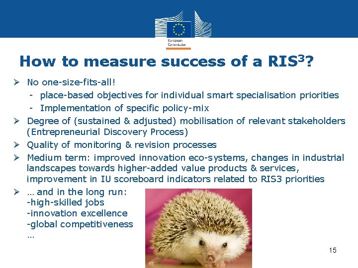 How to measure success of a RIS 3? Ø No one-size-fits-all! - place-based objectives