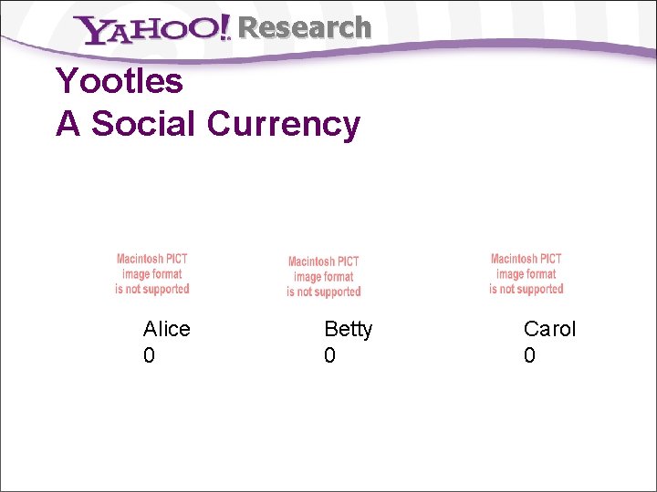 Research Yootles A Social Currency Alice 0 Betty 0 Carol 0 