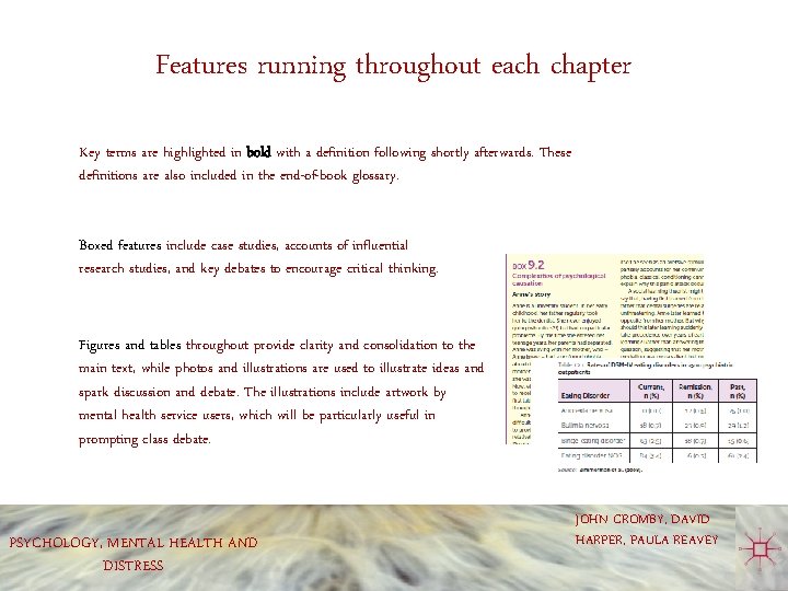 Features running throughout each chapter Key terms are highlighted in bold with a definition