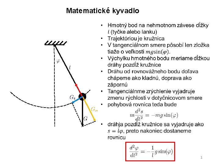 Matematické kyvadlo 1 