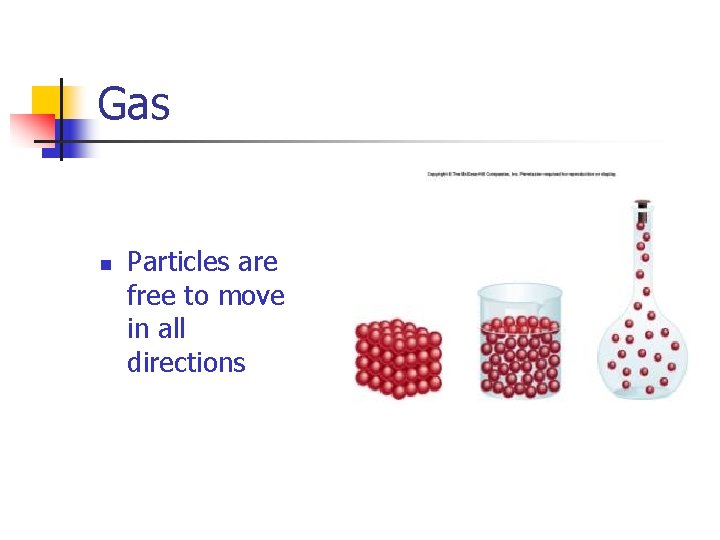 Gas n Particles are free to move in all directions 