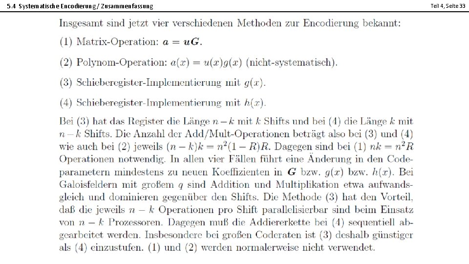 5. 4 Systematische Encodierung / Zusammenfassung Teil 4, Seite 33 2 