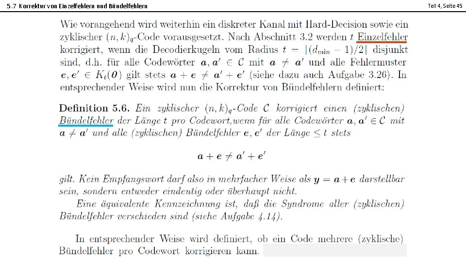 5. 7 Korrektur von Einzelfehlern und Bündelfehlern Teil 4, Seite 45 2 