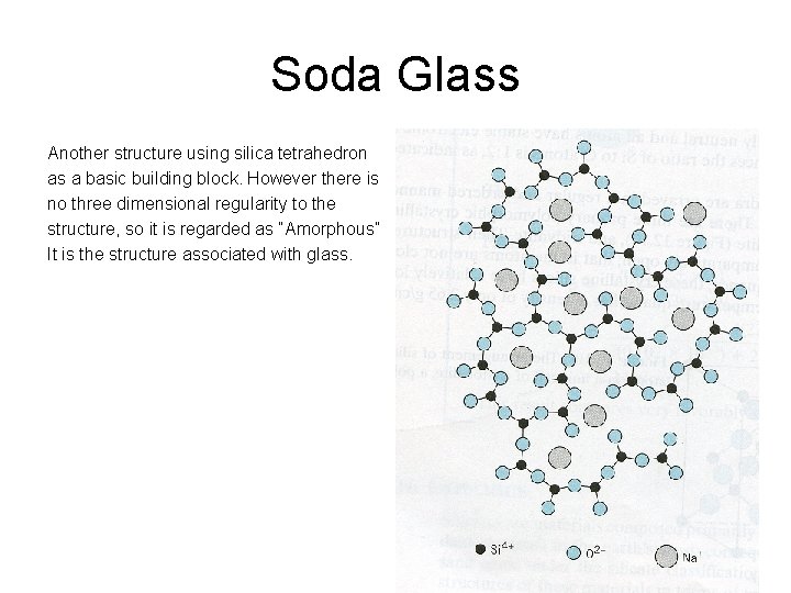 Soda Glass Another structure using silica tetrahedron as a basic building block. However there