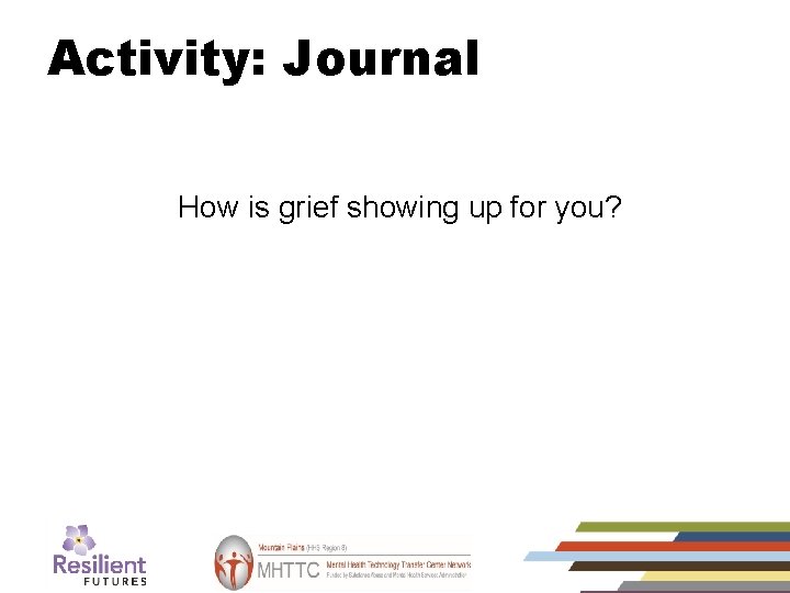 Activity: Journal How is grief showing up for you? 